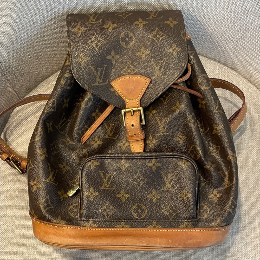 Louis Vuitton Monogram Canvas Backpack with Tan Accents